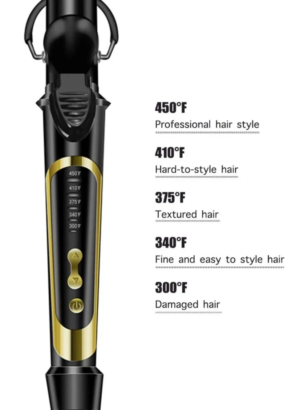 1-Inch Extra Long Hair Curling Iron, Ceramic Tourmaline, Dual Voltage, 450°F